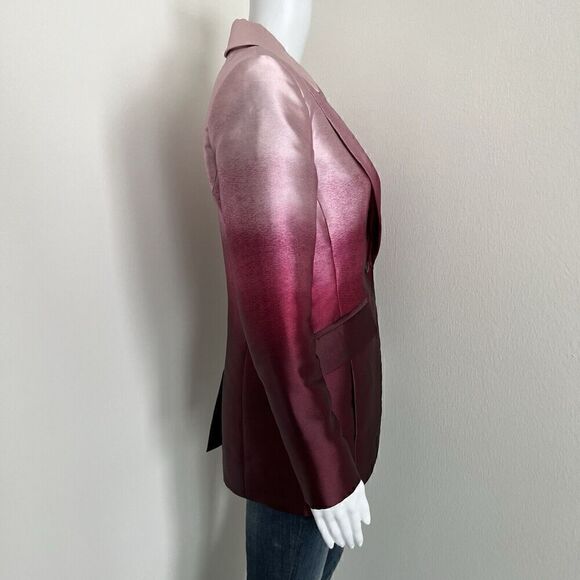 Carlisle Collection Womens Blazer Jacket Size 2 Pink Ombre Single Button Dip Dye - Picture 7 of 9